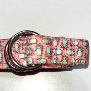 Vineyard Vines Sunwashed Pink and Blue Pineapple Print Belt